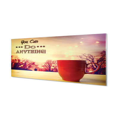 Szklany Panel Napis na Jesiennym Kubku