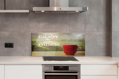 Szklany Panel Napis na Kubku w Naturze