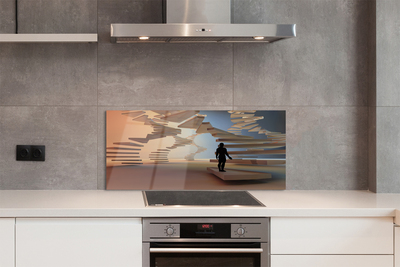 Panel szklany do Kuchni Przestrzenna Konstrukcja Schodów