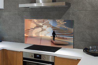 Panel szklany do Kuchni Przestrzenna Konstrukcja Schodów