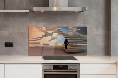 Panel szklany do Kuchni Przestrzenna Konstrukcja Schodów