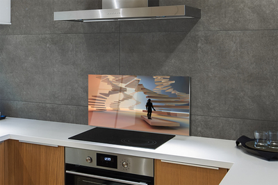 Panel szklany do Kuchni Przestrzenna Konstrukcja Schodów