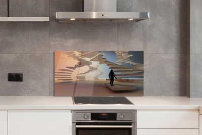 Panel szklany do Kuchni Przestrzenna Konstrukcja Schodów