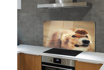 Panel Kuchenny Szklany Słodki Piesek i Babeczka