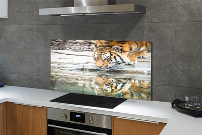 Szklany Panel Tygrys Pijący ze Strumienia