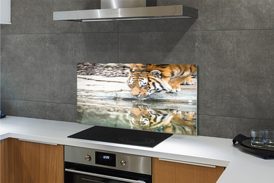 Szklany Panel Tygrys Pijący ze Strumienia
