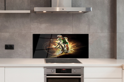 Panel szklany do Kuchni Rower na Czarnym Tle