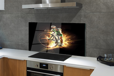 Panel szklany do Kuchni Rower na Czarnym Tle