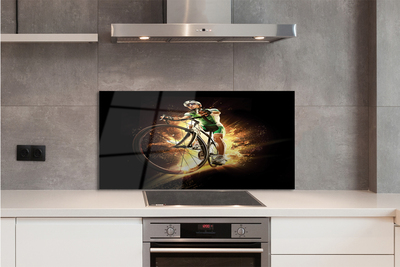 Panel szklany do Kuchni Rower na Czarnym Tle