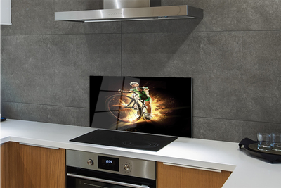 Panel szklany do Kuchni Rower na Czarnym Tle