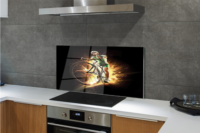 Panel szklany do Kuchni Rower na Czarnym Tle