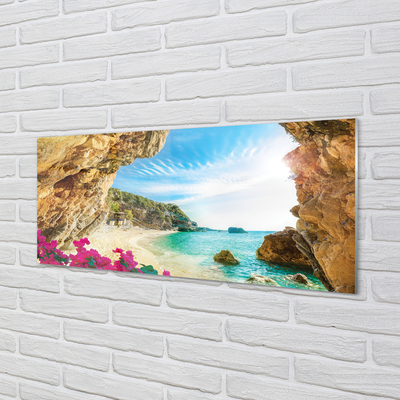 Panel Kuchenny Szklany Klify i Kwiaty na Wybrzeżu