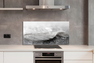 Szklany Panel Delikatne Krople na Piórku