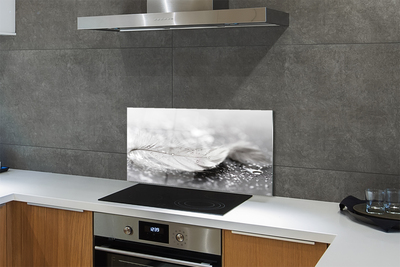 Szklany Panel Delikatne Krople na Piórku