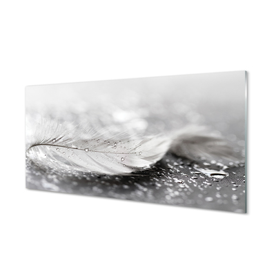 Szklany Panel Delikatne Krople na Piórku