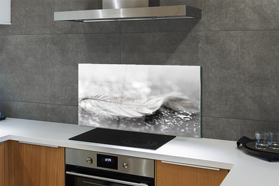 Szklany Panel Delikatne Krople na Piórku