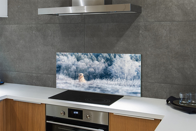 Szklany Panel Pies w Zimowych Górach