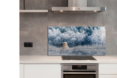 Szklany Panel Pies w Zimowych Górach