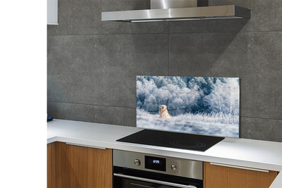 Szklany Panel Pies w Zimowych Górach