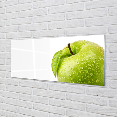 Szklany Panel Jabłko zielone krople wody