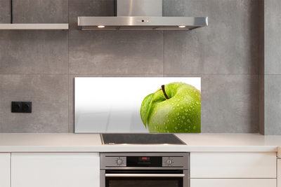 Szkło do Kuchni na Ścianę Zielone Jabłko w Kroplach Wody