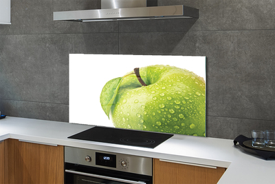 Szkło do Kuchni na Ścianę Zielone Jabłko w Kroplach Wody