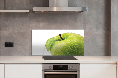 Szkło do Kuchni na Ścianę Zielone Jabłko w Kroplach Wody