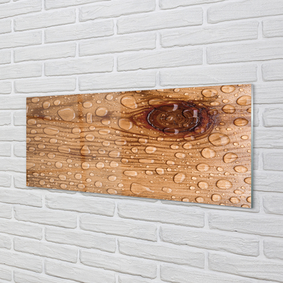 Szklany Panel Krople na Naturalnym Drewnie