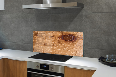 Szklany Panel Krople na Naturalnym Drewnie