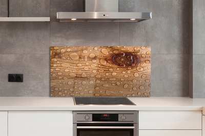 Szklany Panel Krople na Naturalnym Drewnie