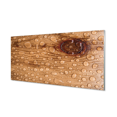 Szklany Panel Krople woda drewno