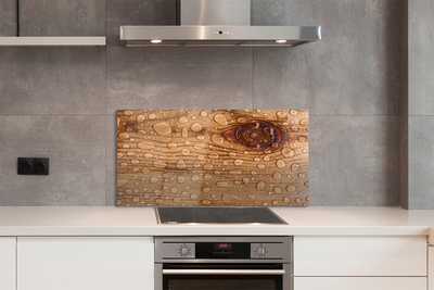 Szklany Panel Krople na Naturalnym Drewnie