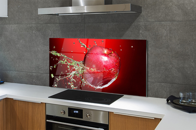 Szkło do Kuchni na Ścianę Jabłko w Porannej Rosie