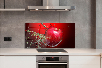 Szkło do Kuchni na Ścianę Jabłko w Porannej Rosie