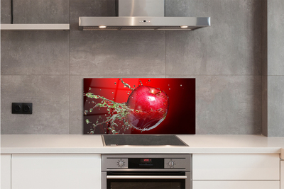 Szkło do Kuchni na Ścianę Jabłko w Porannej Rosie