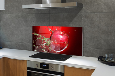 Szkło do Kuchni na Ścianę Jabłko w Porannej Rosie