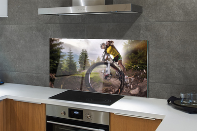 Panel szklany do Kuchni Rower w Górskiej Scenerii