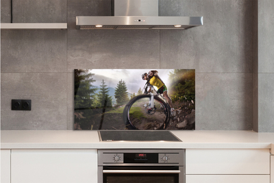 Panel szklany do Kuchni Rower w Górskiej Scenerii