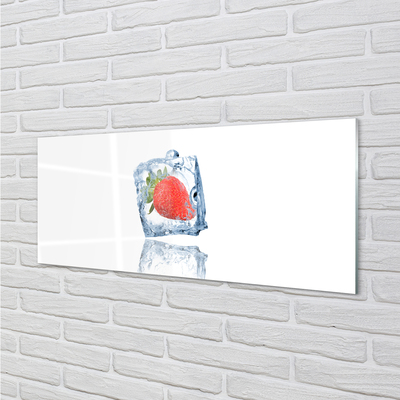 Szkło do Kuchni na Ścianę Kostka Lodu z Truskawką