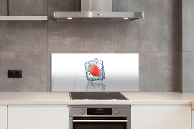 Szkło do Kuchni na Ścianę Kostka Lodu z Truskawką