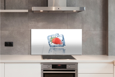 Szkło do Kuchni na Ścianę Kostka Lodu z Truskawką