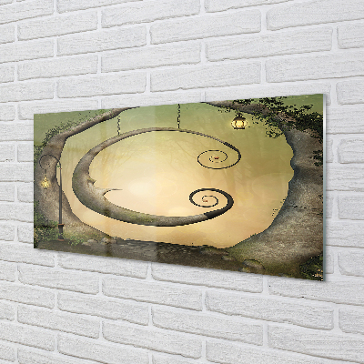 Szkło do Kuchni na Ścianę Światła w Tajemniczym Lesie