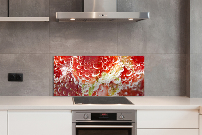 Szkło do Kuchni na Ścianę Truskawki w Kroplach Wody