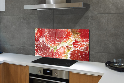 Szkło do Kuchni na Ścianę Truskawki w Kroplach Wody
