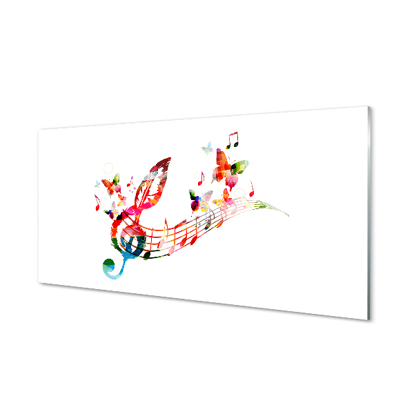 Szklany Panel Kolorowe Nuty i Motyle