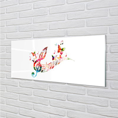 Szklany Panel Kolorowe Nuty i Motyle