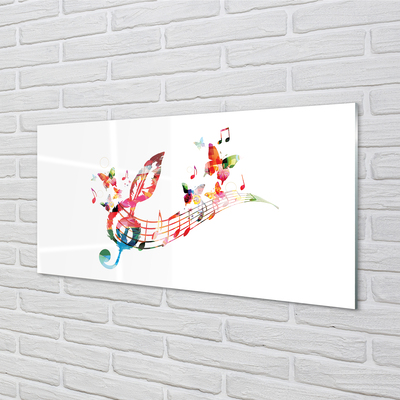 Szklany Panel Kolorowe Nuty i Motyle