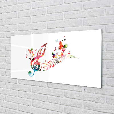 Szklany Panel Kolorowe Nuty i Motyle