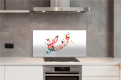 Szklany Panel Kolorowe Nuty i Motyle