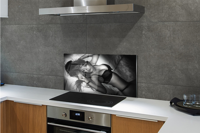 Panel szklany do Kuchni Portret Kobiety (Czarno-Biały)